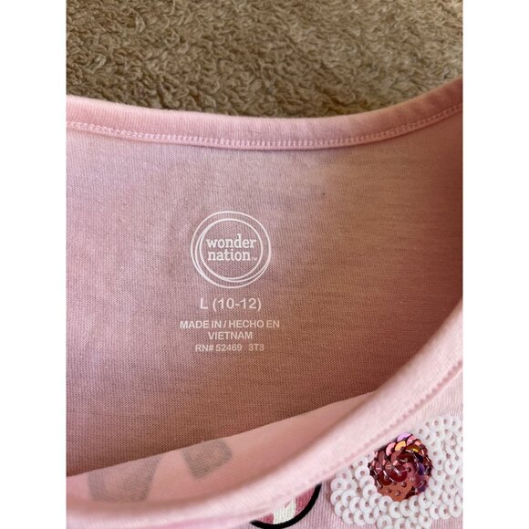 Pink Wonder Nation Girls T-Shirt L/10-12 "Enjoy The Little Things" Floral Sequin - Picture 5 of 10
